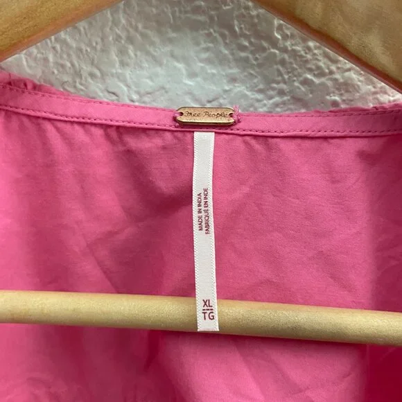 Free People Maisie Cutwork Top Peasant Boho Hippie XL Pink OB1666078 Embroidered - Picture 2 of 5